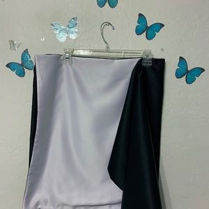 Satin black/white reversible formal wrap